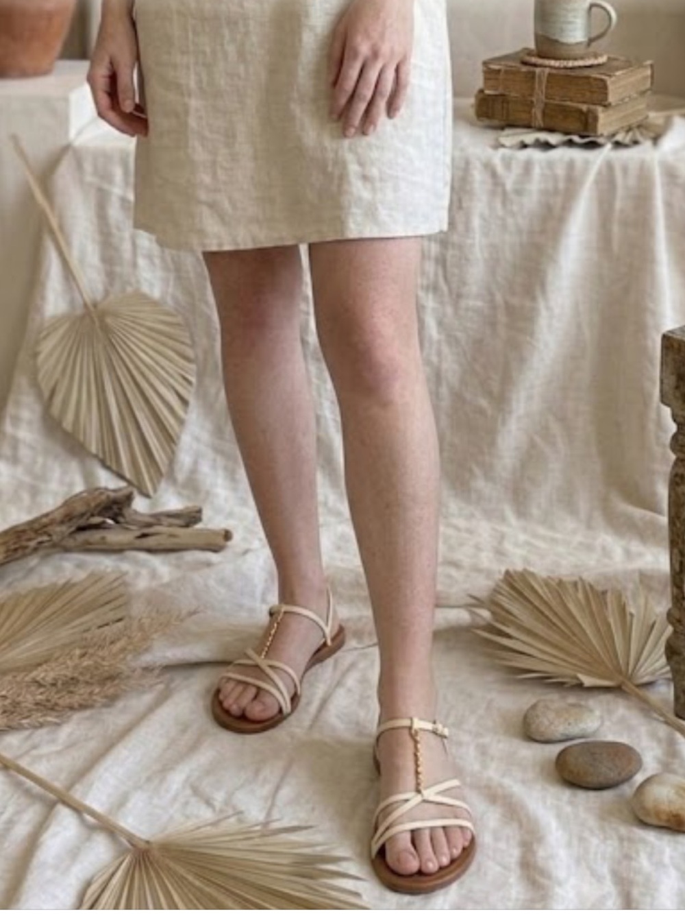 Jacquemus Strappy Beige Leather Women's Sandals